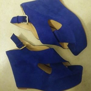 Dolce Vita Blue Suede Wedges Size 9.5